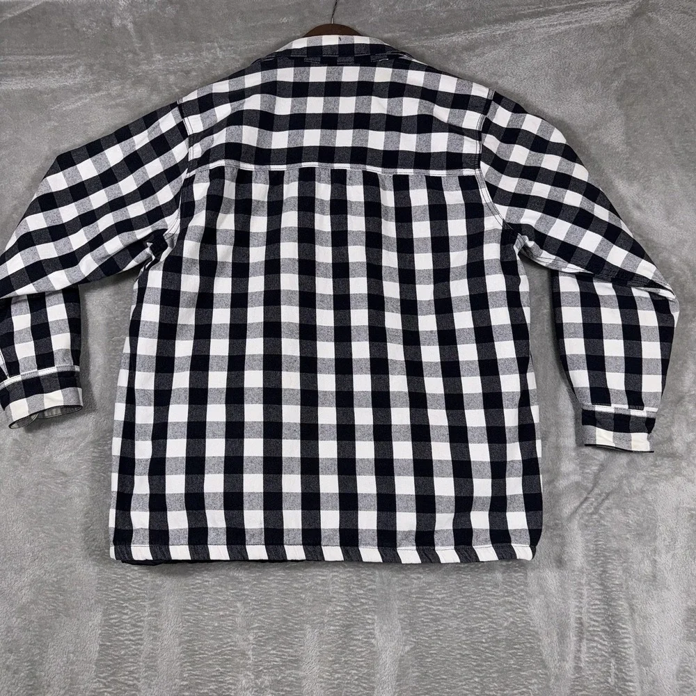 Brazos Work Force Men's‎ Black/white Plaid Flannel Jacket Shirt XL Quilted Lined